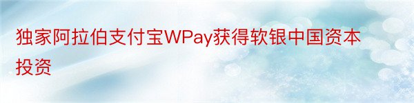 独家阿拉伯支付宝WPay获得软银中国资本投资